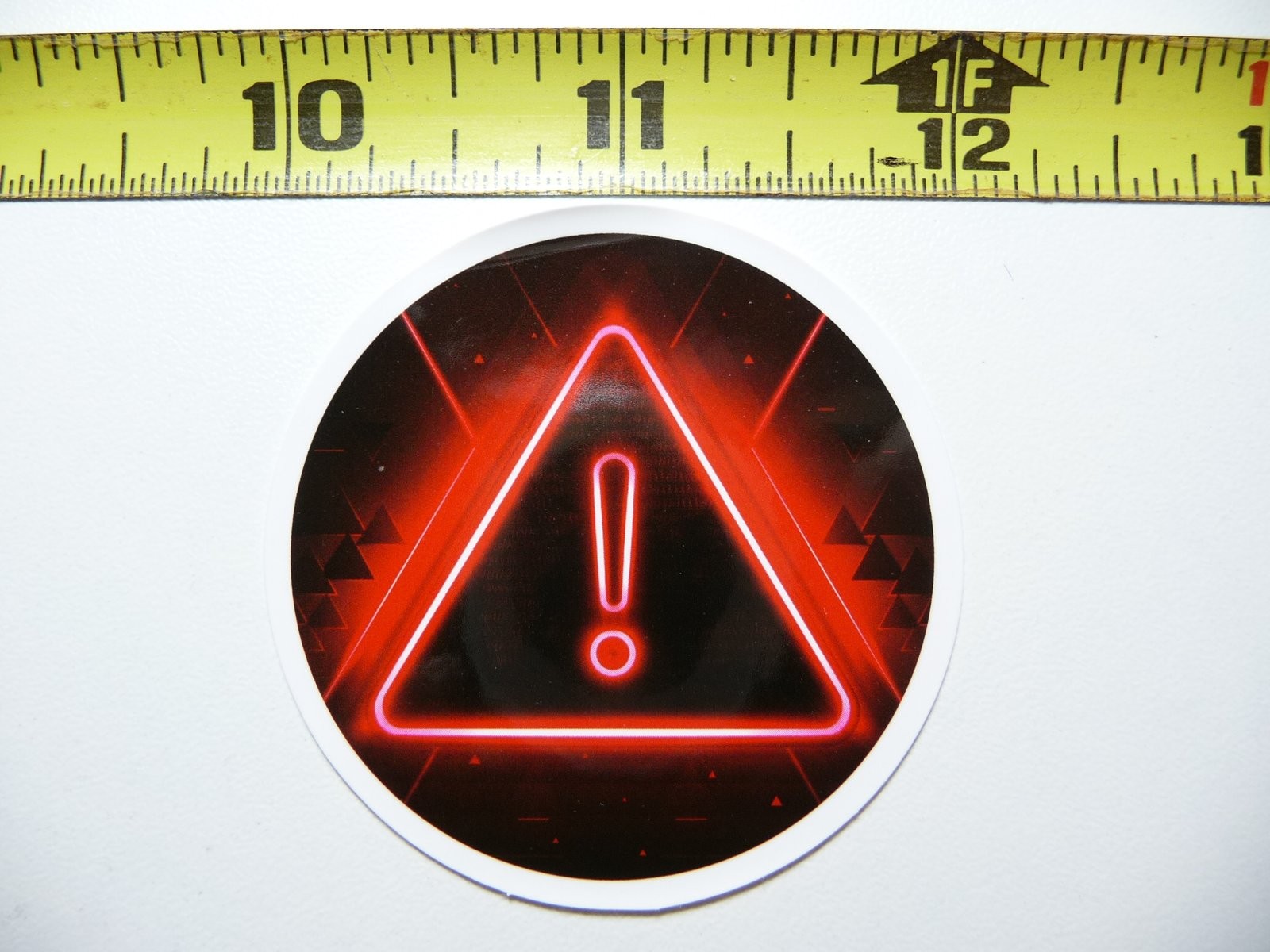 Funny Warning Sticker Decal with Circle Triangle Exclamation Prank Joke