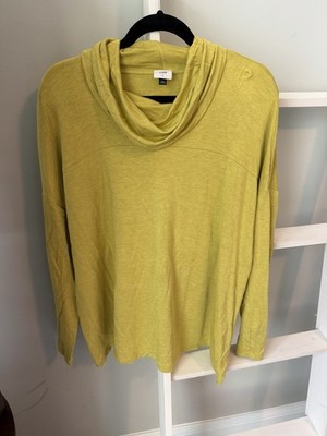 CAbi Women s L Green Cowl Neck Long Sleeve Knit Rayon Spandex Pullover 4193