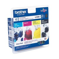 Brother LC-980BK/LC-980C/LC-980M/LC-980Y Inkjet Cartridges, Black/Cyan/Magenta/Y