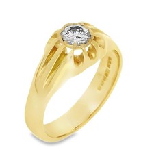 18ct Yellow Gold Gents Single Stone Diamond Ring - Size L - 5.5g