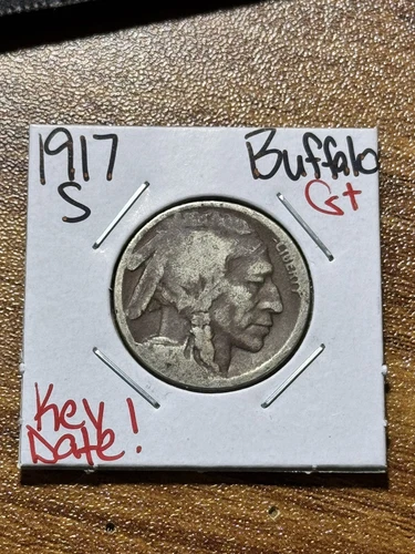 1917 S Buffalo Nickel G Good Better Date 5c Coin (Raw13159) (TX)