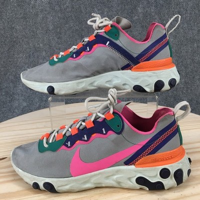 Nike Shoes Womens 9 React Element 55 Lace Up Sneakers BQ2728-006 Gray Multicolor