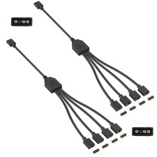 2 Pack 3Pin 5V ARGB Extension Cable Set with 8 Male Pins, 1-To-4 Addressable RGB