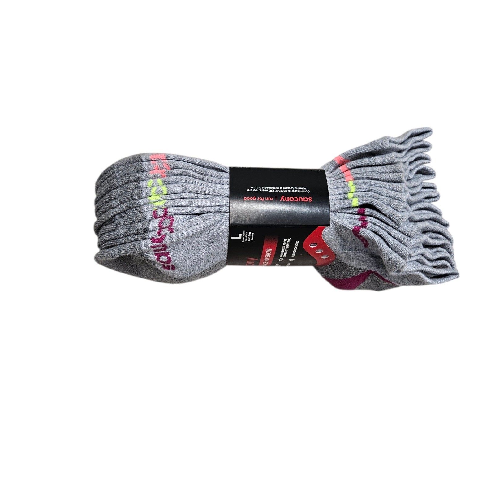 Saucony Performance No Show Socks Womens L 10-13 Grey NWT 6-Pack Arch Support thumbnail 6