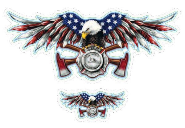 Aufkleber-Set USA Feuerwehr Adler 10,5X4,5Cm Fire Department Eagle Decal Sticker-image