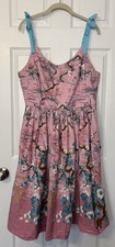 Hell Bunny Jenna Fit & Flare Dress Sz 2XL Pink Floral Pin-Up Rockabilly Retro