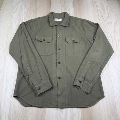 #ad #ad Universal Works Mens Green Utility Pockets Workwear Button Up Shirt Size L $109.99