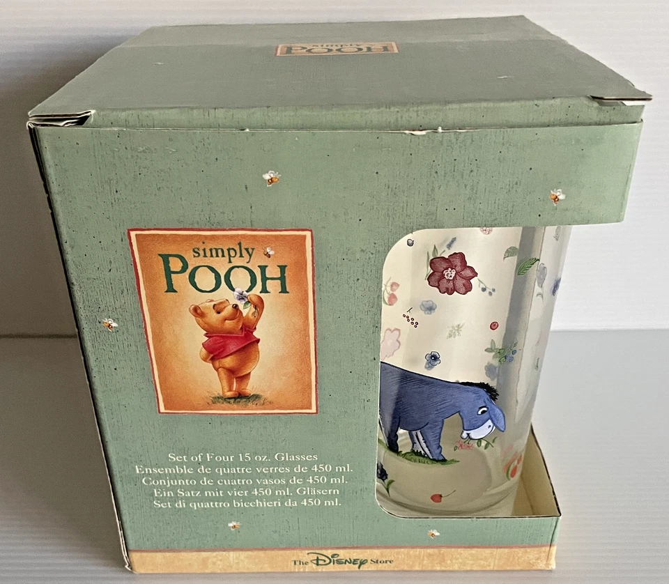 Juego de 4 vasos altos Disney Simply Pooh Pooh Piglet Tigger Eeyor 15 oz nuevo en caja Foto 2 de 4