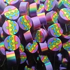 200PCS Purple Rainbow Smiley Face Beads 9mm round Happy Face Polymer Clay Beads
