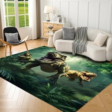 6' x 9' Dinosaur Area Rug 3D Green Dinosaur Carpets for Teens Boys Bedroom Li...