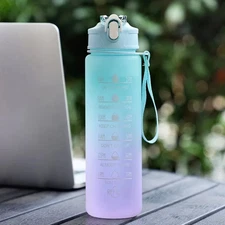 700ml Sports water Bottle High Temperature Resistant Graduated Straw Cup Rainbow