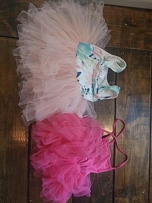 Girls 3T Floral Pink 2 Piece Gymastics Dance Ballet Tutu