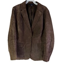VTG 90s Streetwear Grunge Suede Leather Distressed Blazer Jacket Womens Large