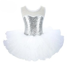NEW Girls Ballerina Prom Party Costume Kids Sequined Flower Dress Dancewear