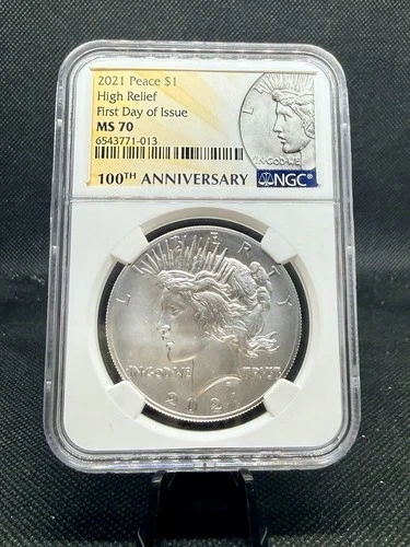2021 Peace Silver Dollar (High Relief) NGC MS70 First Day of Issue