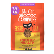 New w/ Tiki Cat Born Carnivore Indoor Health Dry Cat Food Chicken & Turkey 17 lb