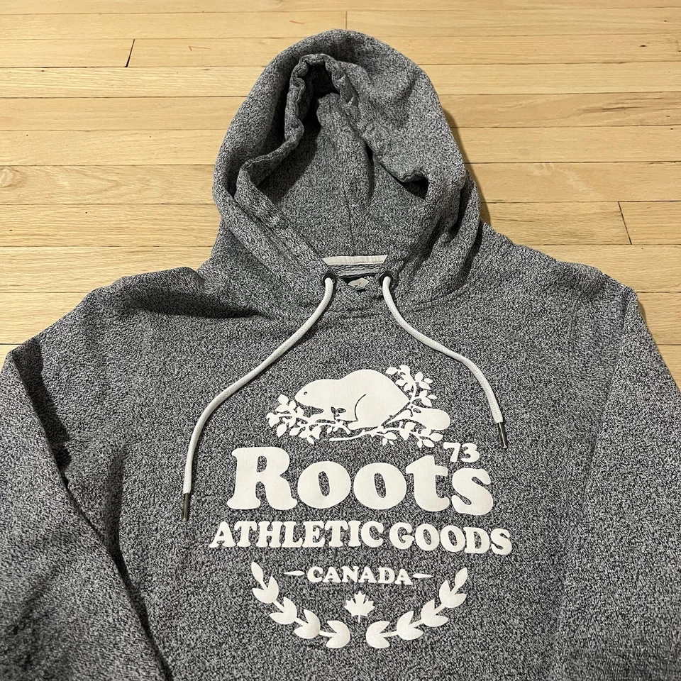 Roots Canada 73 Sweater Womens Large Gray Athletic Goods Hoodie Distressed Comfy - Image 2 of 4
