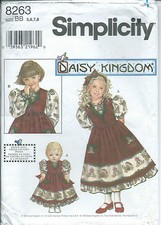 S 8263 sewing pattern Daisy Kingdom DRESS PINAFORE 18" Doll UNCUT size 5,6,7,8