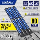 80 Industrial ABS Mountable Socket Storage Rail Rack Holder Organize 1/4 3/8 1/2