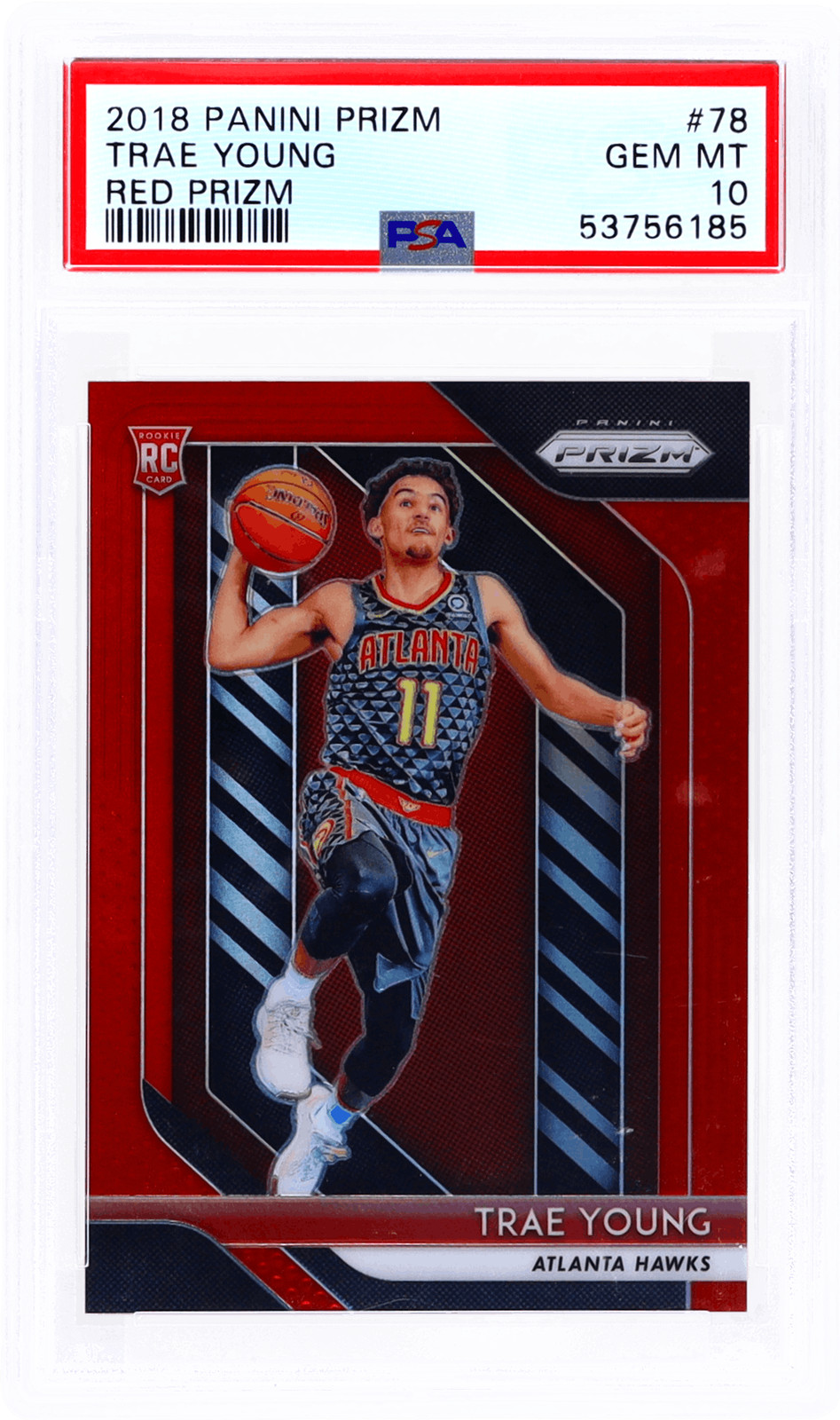 2018 Panini Prizm #78 Trae Young Red Prizm /299 PSA 10 Rookie RC