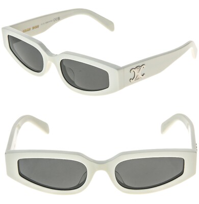 CELINE TRIOMPHE Paris White Silver Logo Sunglasses CL40269U 25A Women Authentic