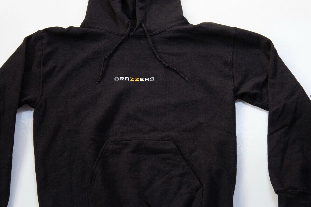 Rare Original Brazzers XXX Adult Film Porn Embroidered Black Sweatshirt Hoodie S