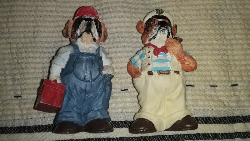 Rare Vintage 1994 J.C. Brand Resin Figures Dogs Sailor Repair Man Overalls  JC