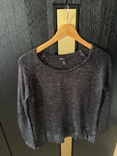 Mango Womens Black Round Neck Polka Dot Acrylic Pullover Jumper Size S    