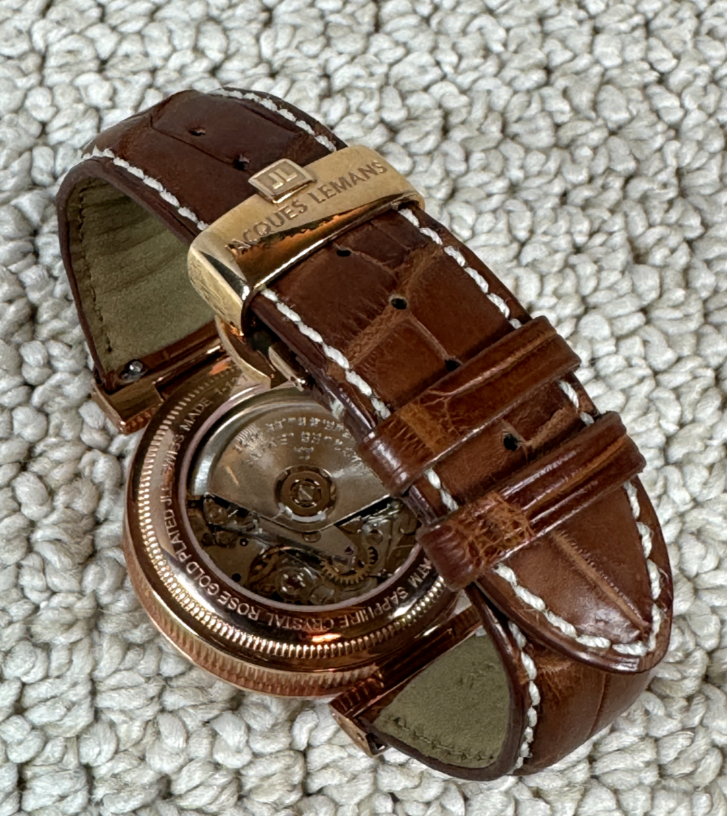 Jacques Lemans Rose Gold Swiss Chronograph , Valjoux 7750 Movement