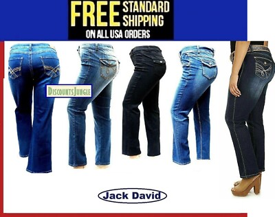 Womens Plus Size Curvy Stretch Relaxed Fit flap pocket flex Bootcut Jeans JACK D