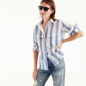 j crew blue and white striped shirt