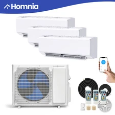 27000 BTU 3 Zone 9000 Split Air Conditioner COOL HEAT Pump System Wifi Ductless