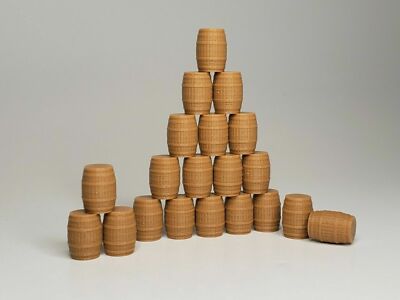 (Pack Of 20) HO Scale Wood Barrels - Unfinished - Walthers Herpa Promotex Wiking