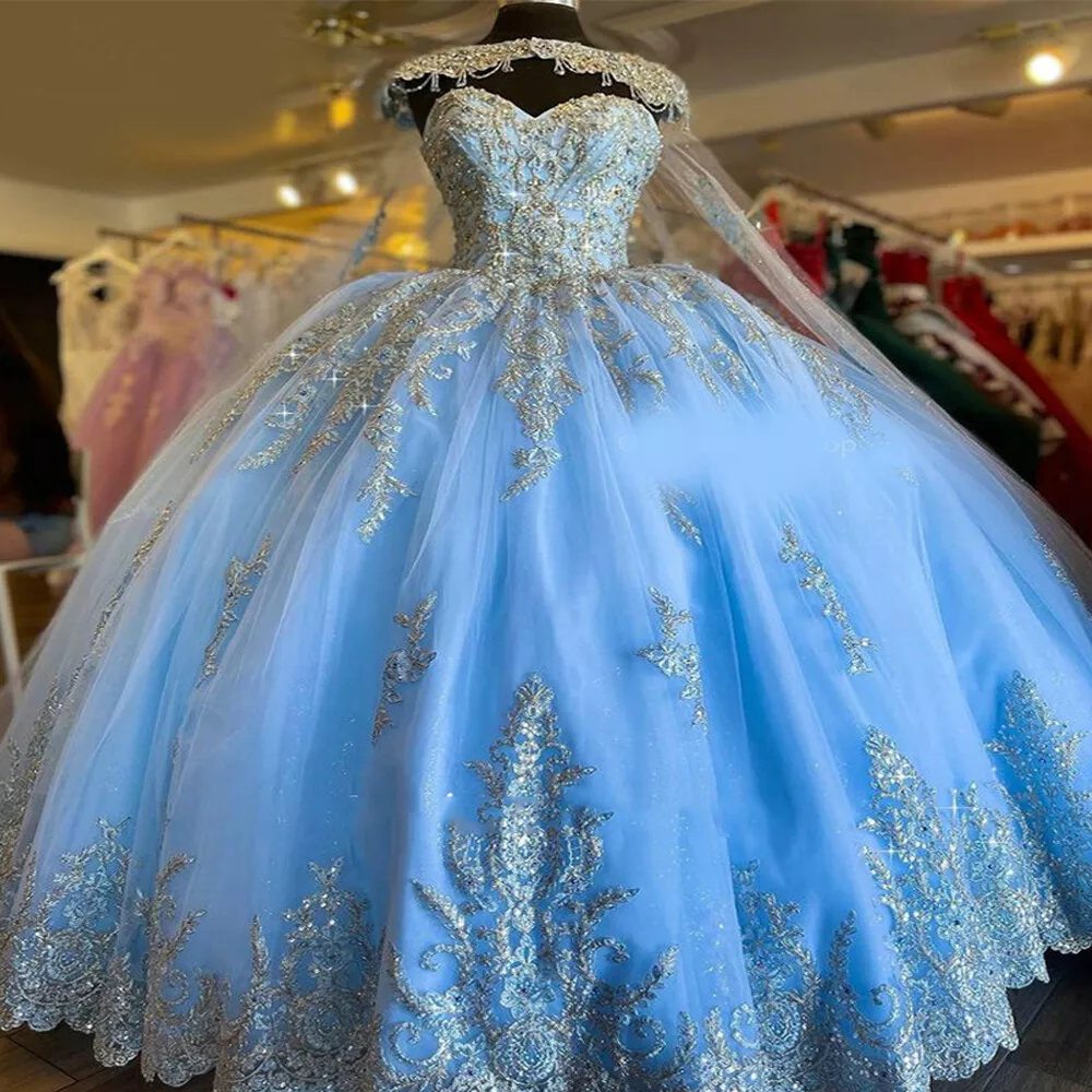 Blue and silver clearance sweet 16 dresses