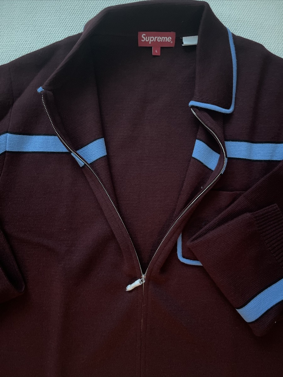 Supreme Chest Stripe Zip Up Cardigan Burgundy | eBay Supreme Chest Stripe Zip Up Cardigan Burgundy | eBay