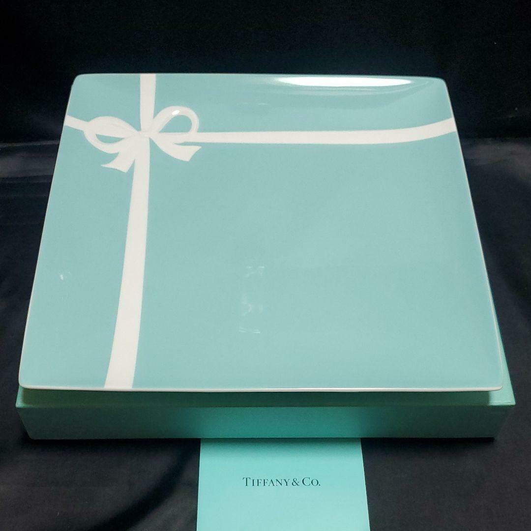 Tiffany & Co. Square Plate Blue Box Tableware Ribbon Bone
