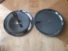 18-8 Stainless Kromex Mid Century Modern (2) Serving Trays Wood Handle