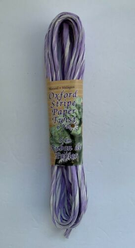 Lavender & White Oxford Stripe Twisted Paper Ribbon  - Afbeelding 1 van 2