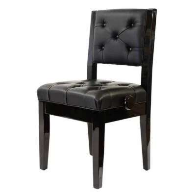 Piano Stool with Backrest, Polished Ebony, Steinhoven "BOLERO"