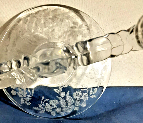 NEW Martinsville Crystal Etched Candelabra (Pair) Floral Design Frosted & Clear - Picture 5 of 8