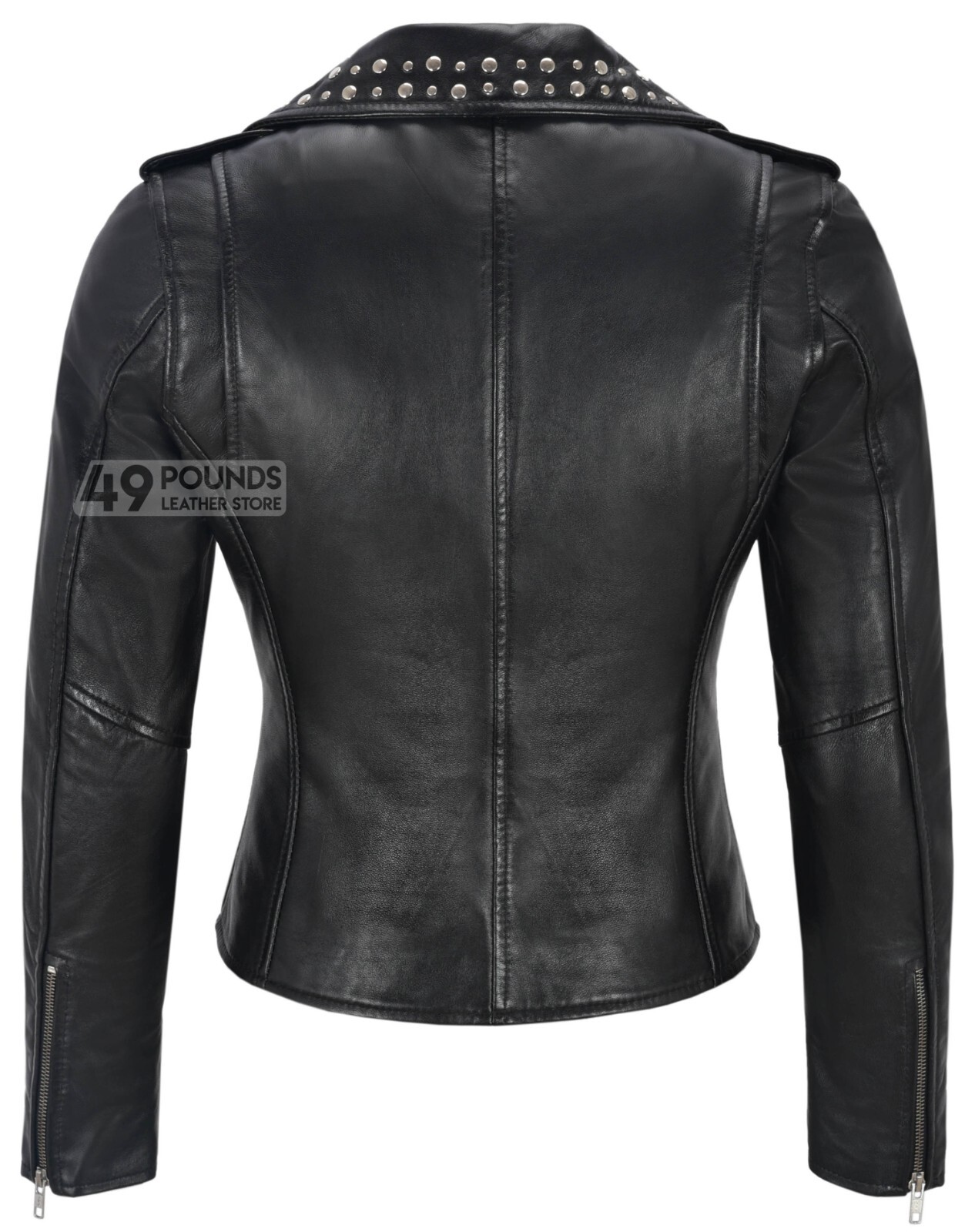 ROCKSTAR Ladies Studded Rock Chic Biker Style Real Soft Leather Jacket