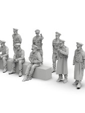 1/72 German Wwii Officer 8Pcs Soldier White Molded Ornament Miniature 3D Printed