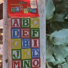 Wooden Educational Kids Vintage Children’s ABC Blocks Total of 15 Taiwan 1989 