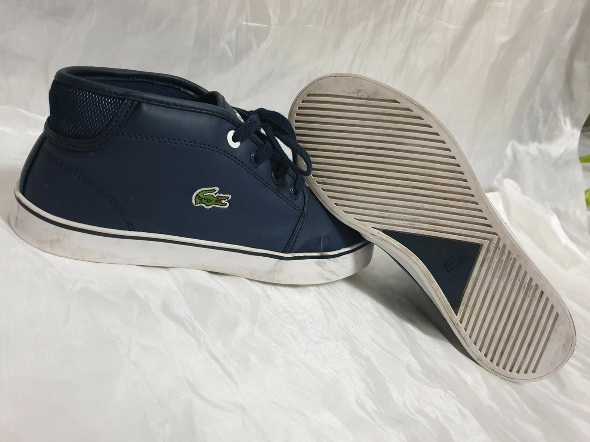 lacoste ampthill boys blue leather trainers uk 4 eu 37 made in thailand |