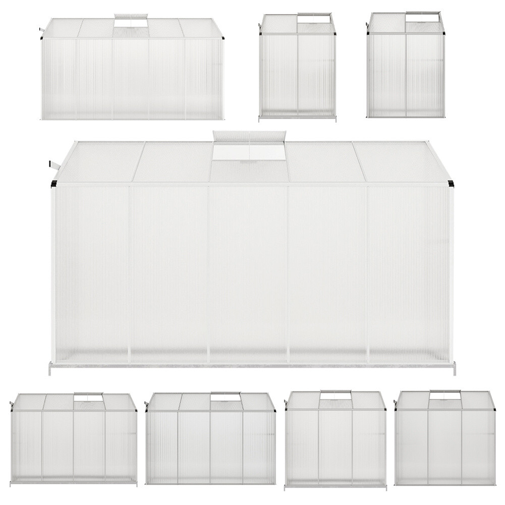 10x4,8x4,4x4ft Half Walkin Greenhouse Lean to Wall Grow House Garden