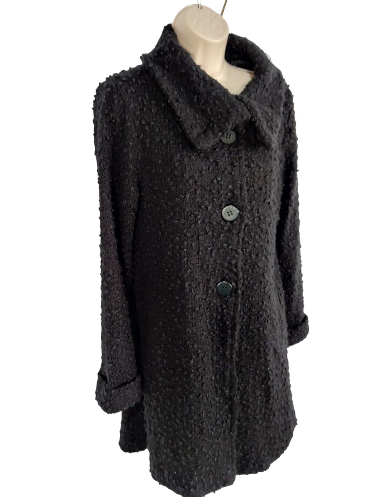 WOMEN PHASE EIGHT UK 8 BLACK BOUCLE KNIT BUTTONED SMART CASUAL OVERCOAT  COATIGAN | eBay