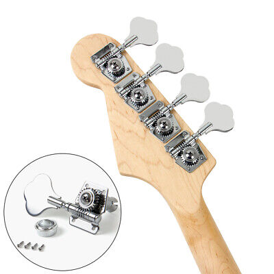 IKN Chrome 4L Vintage Open Gear Bass Tuner Tuning Keys Pegs Machine Head Fit 4 Strings Fender Precison Jazz Bass Guitar