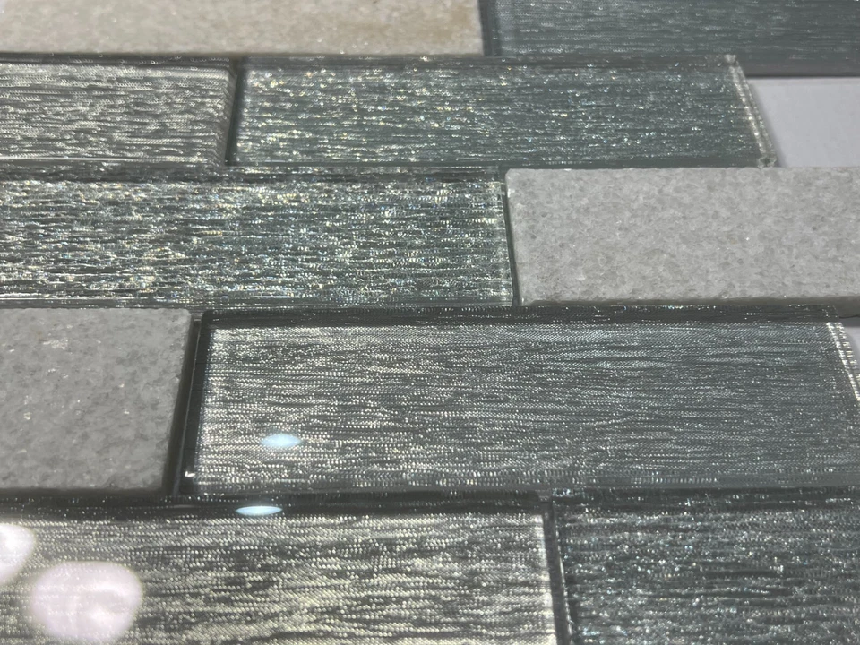 NY57 серый/белый стекла/мрамора мозаика плитка кухни ванной фартук, 7 листов - Изображение 3 из 4