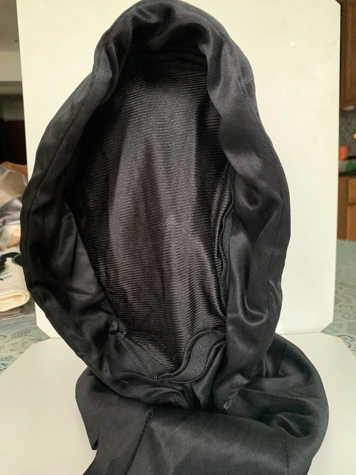 Máscara facial oculta negra para adultos con capucha ~ DISFRAZ DE MIEDO DE HALLOWEEN MÁSCARA DE MALLA INVISIBLE Foto 2 de 4