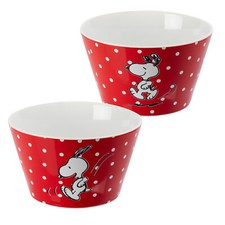 Peanuts Snoopy - Müslischale Schüssel Schale Rot mit Punkten aus Porzellan 500 m